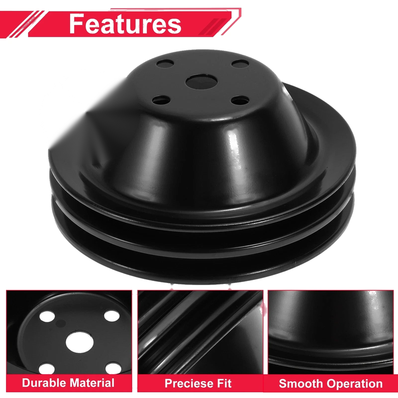 Chevy SBC Small Block LWP Double-Groove Long Water Pump Pulley