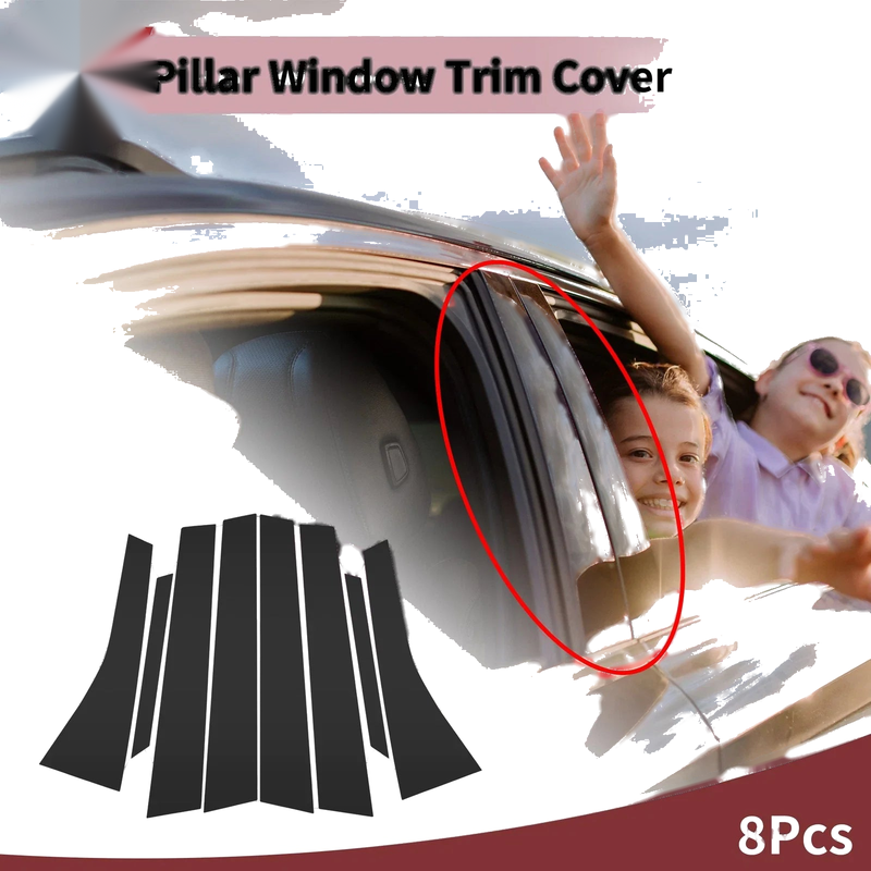 Honda Stream 2007-2014 Black 8 Pcs Car Door Pillar Window Trim