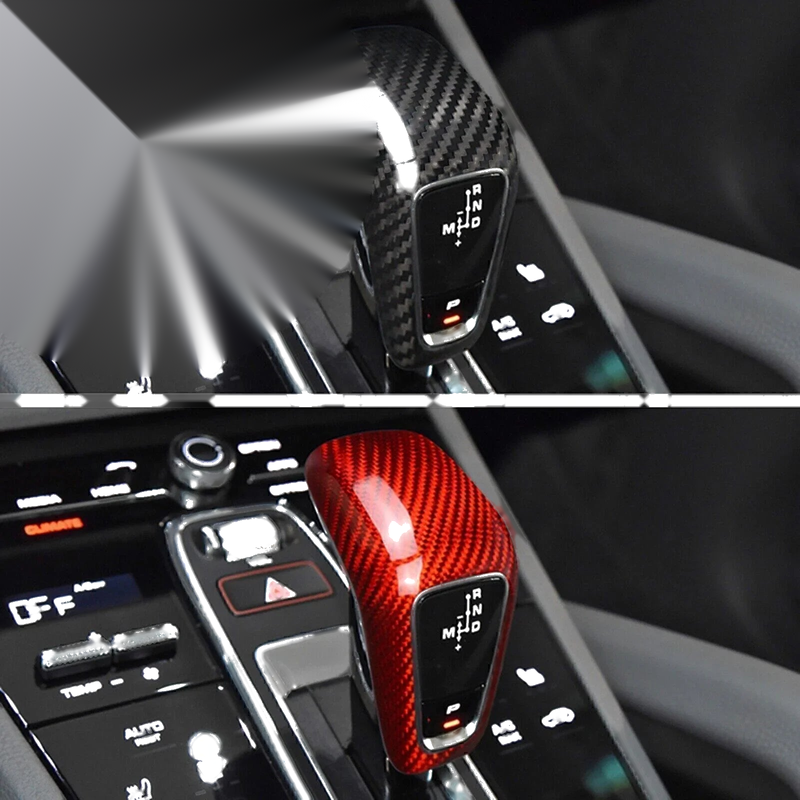 Porsche Cayenne Red Carbon Fiber Gear Shift Knob Trim Cover (2019-2023)