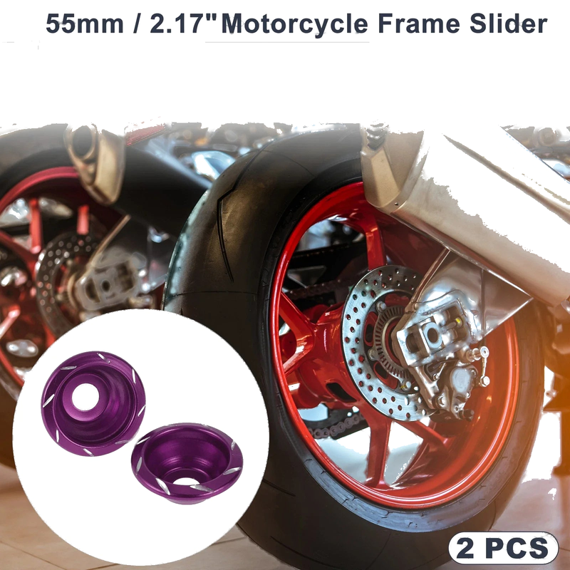 Make Model Motorcycle Slider Frame 12mm Aluminum Alloy, 2 x Purple