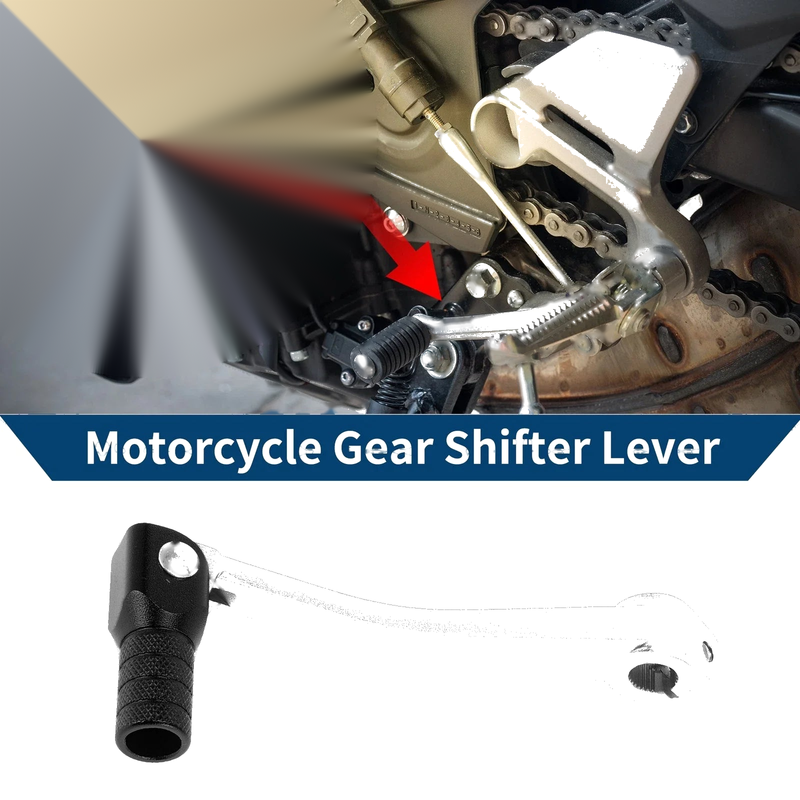 Bosuer 125 Siver Tone Black Head Folding Motorcycle Gear Shifter Lever