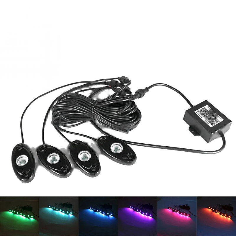 Car - Wireless Bluetooth Music Control Lamp 4x RGB LED Rock Lights