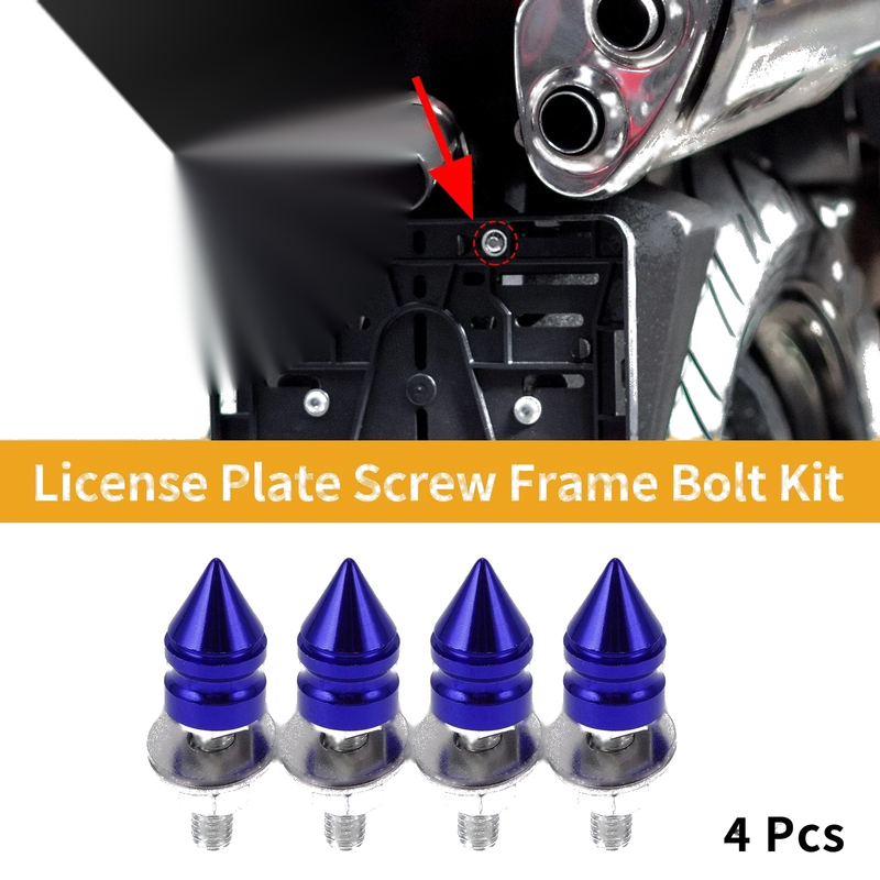 Universal Motorcycle M6 License Plate Screws Cover 45mm Aluminum Alloy Blue 4Pcs