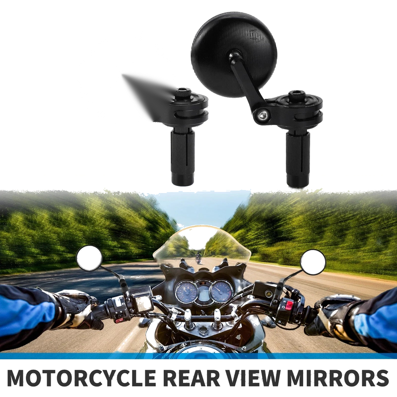 M6 Handlebar Rear View Mirror Round Shape Aluminum Alloy