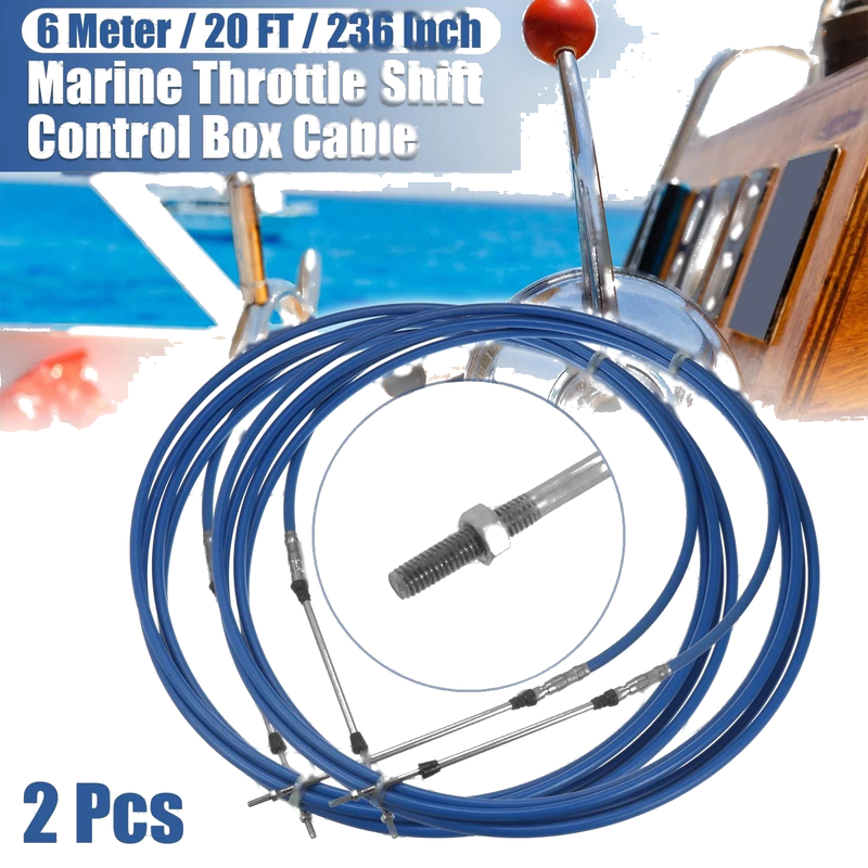 Outboard Engine Throttle Control Cable 2 x 20ft 6 Meter 236inch Marine 33C