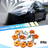 Car Motorcycle 8pcs Orange Star Shaped Decorative License Plate Bolt Screw