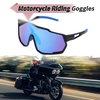 Motorcycle Riding Goggles Blue Black Tri-Acetyl Cellulos PC UV400