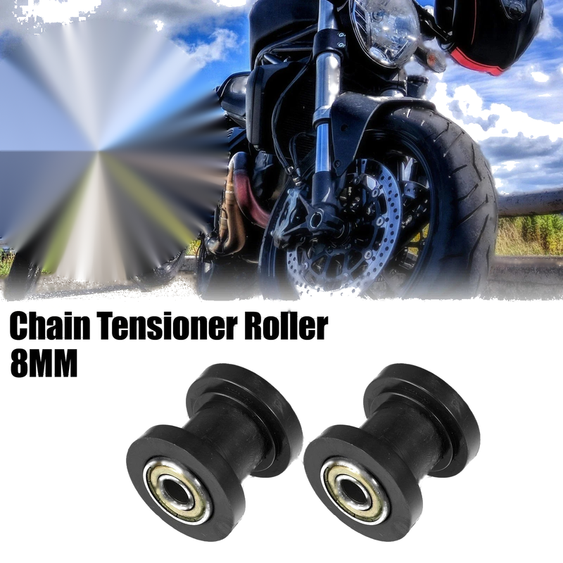 Motorcycle 2 x 8mm Drive Chain Pulley Chain Tensioner Rubber Wheel