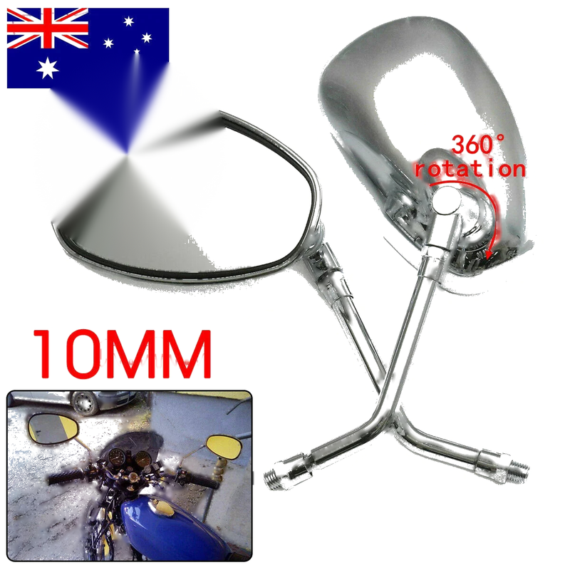 Honda Cruiser Chopper 10mm Chrome Oval Side Rearview Mirrors