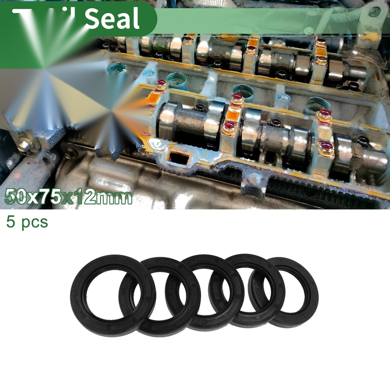 Vehicle Oil Seal 50x75x12mm Seal Ring Rotary Shaft NBR Rubber Black