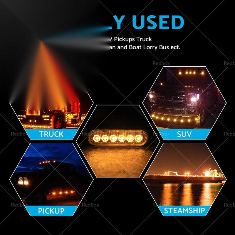 Car 10 x Yellow Amber 6 LED Emergency Beacon Strobe Light