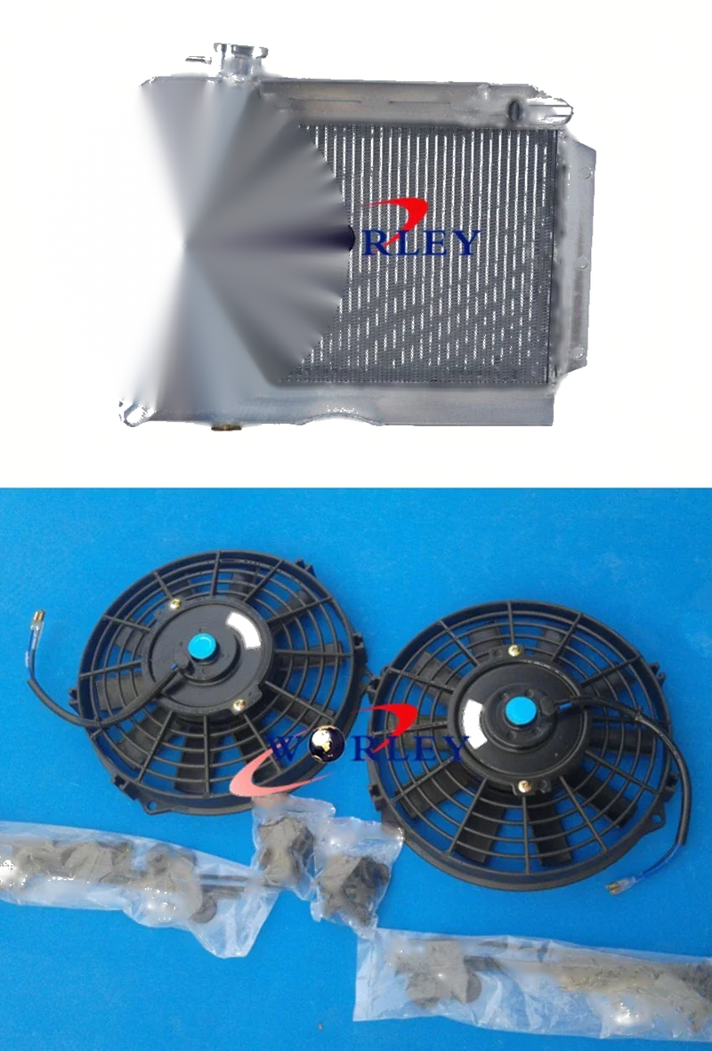 Rover MG MGA 1500 / 1600 / 1622 5ROW Aluminum Radiator & Fans (1955-1962)