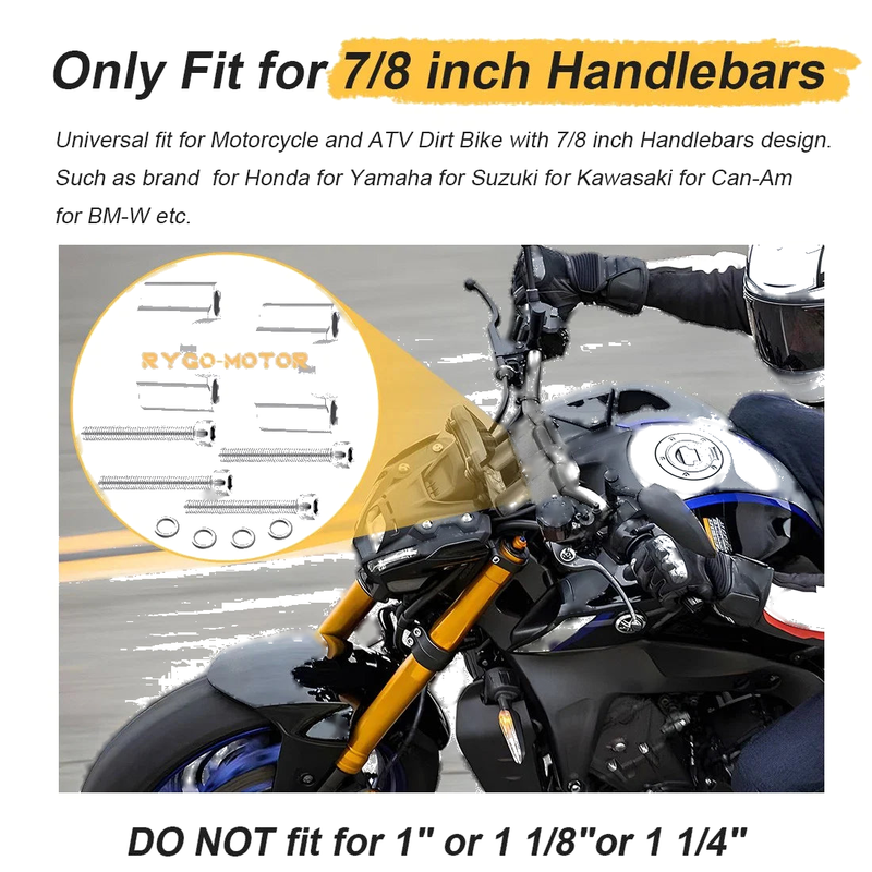 ATV Dirt Bike Yamaha Honda 30mm Height Handlebar Risers 7/8in Bar Clamp