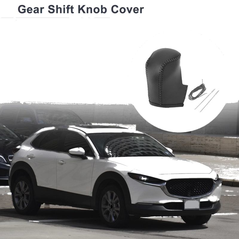Mazda CX-30 Gear Shift Knob Cover 2020-2021 Black Grey Faux Leather