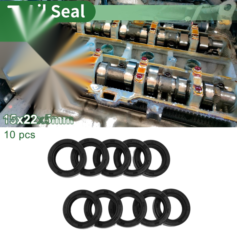 Make Model Oil Seal 15x22x5mm Seal Ring Rotary Shaft NBR Rubber High Pressure Black