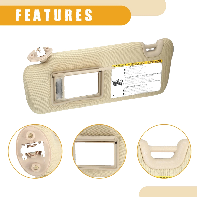 Toyota Highlander 2014-2019 Beige Sun Visor Assembly