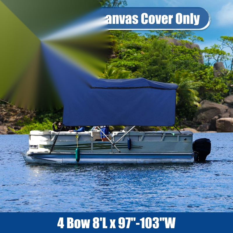 Make Set 600D 4Bow Bimini Top 8'Lx97–103"W Canvas Detachable Side Blocks