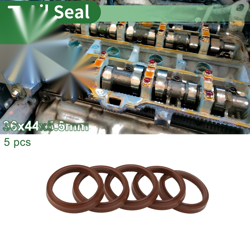 Oil Seal Seal Ring Rotary Shaft Seal FKM Rubber 36x44x5.5mm Brown 5 Pcs