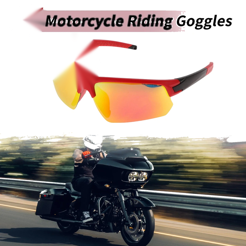 Motorcycle Riding Goggles Red Lens Red Black Frame