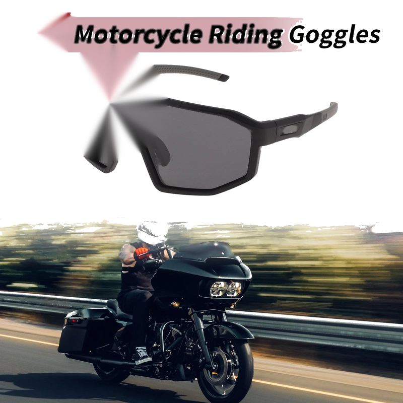 Motorcycle Riding Goggles Black Lens Black Frame Cycling Sunglasses PC UV400