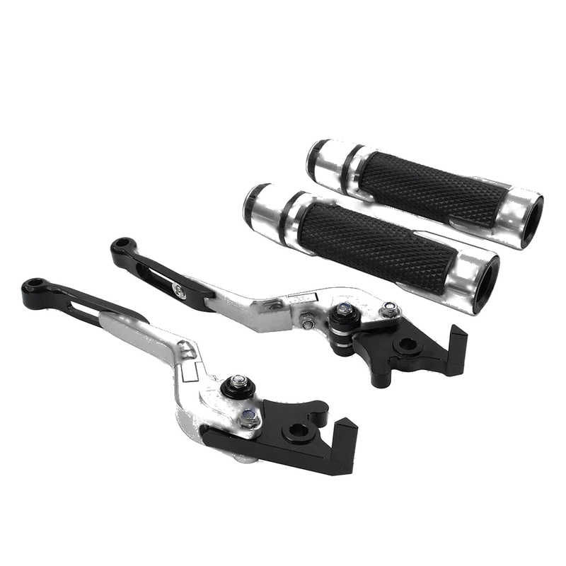 BMW S1000XR Silver Extendable Brake Clutch Lever Grip Set (2015-2021)