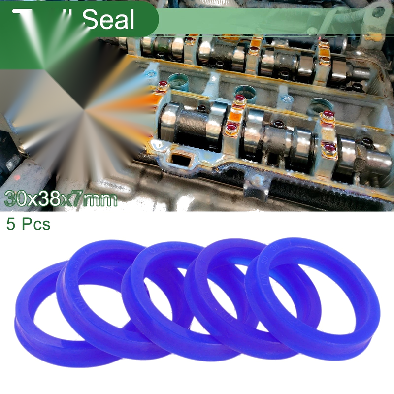 Oil Seal Rotary Shaft Seal TPU 30x38x7mm High Pressure Blue 5 Pcs