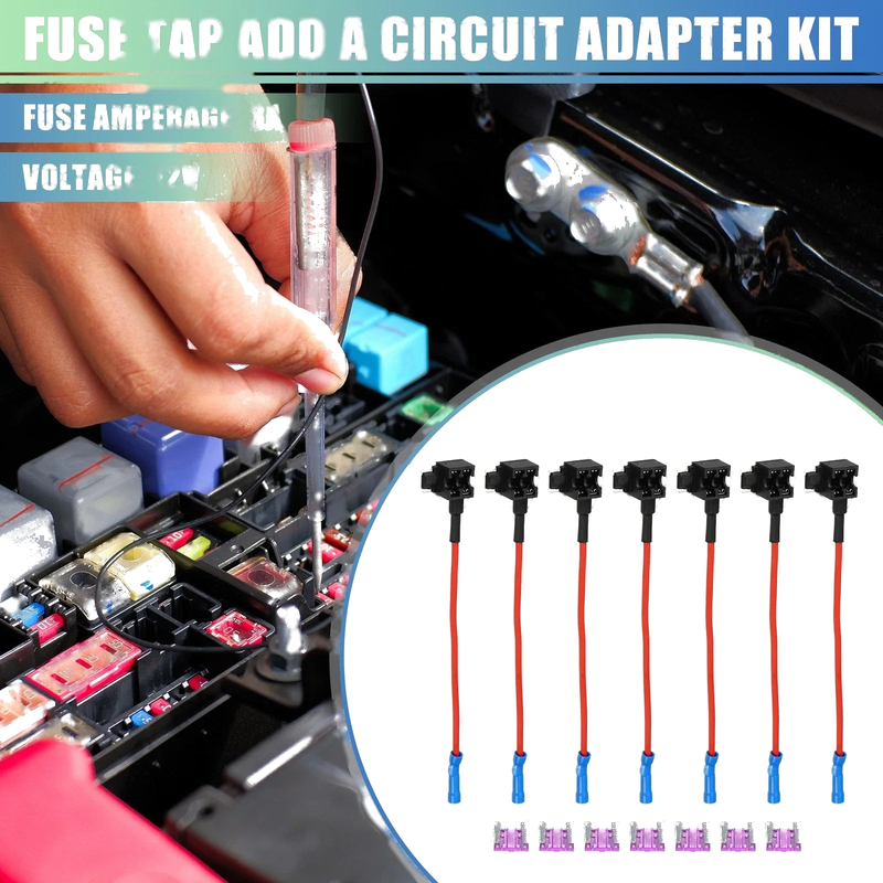 7 x Universal 12V Car Fuse Tap with 7 x 3A Low Profile Mini APS Fuse