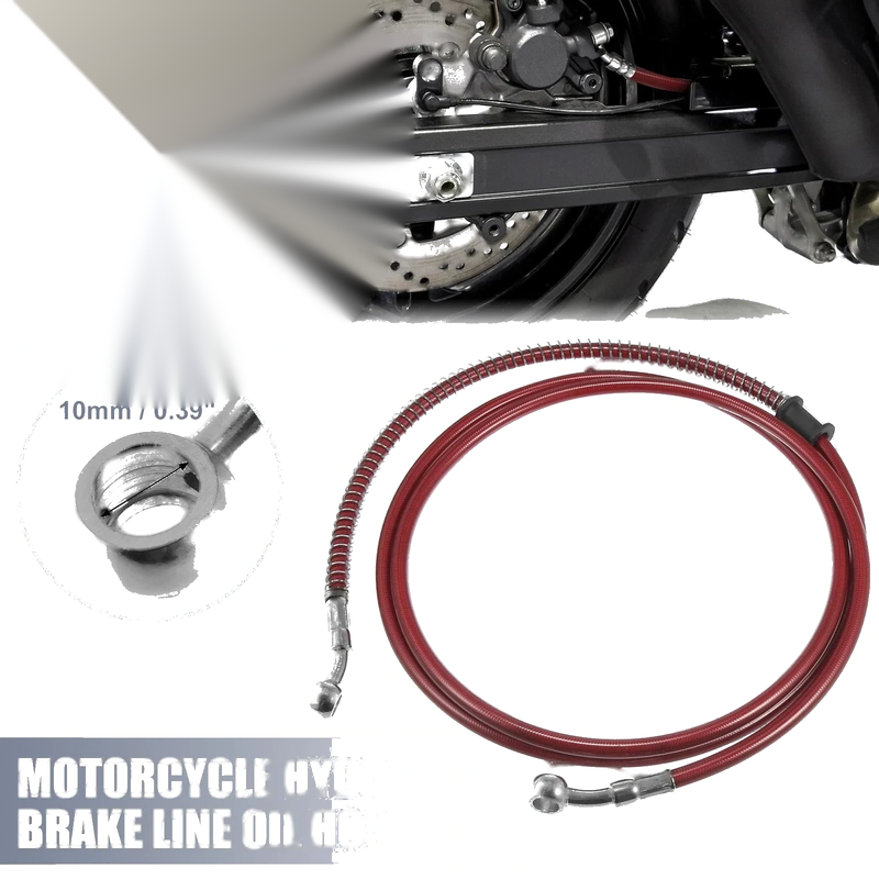 Brake Line 70.87" 10mm Oil Hose Pipe Stainless Steel Red