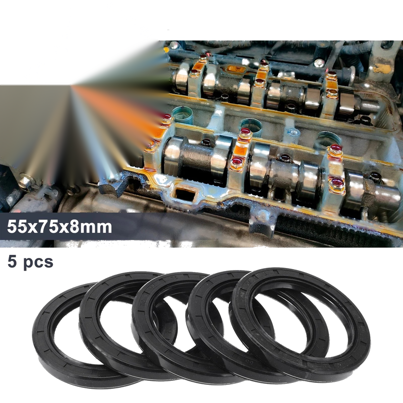 ATVs Oil Seal 55x75x8mm Seal Ring Rotary Shaft Seal Nitrile Rubber 5 Pcs