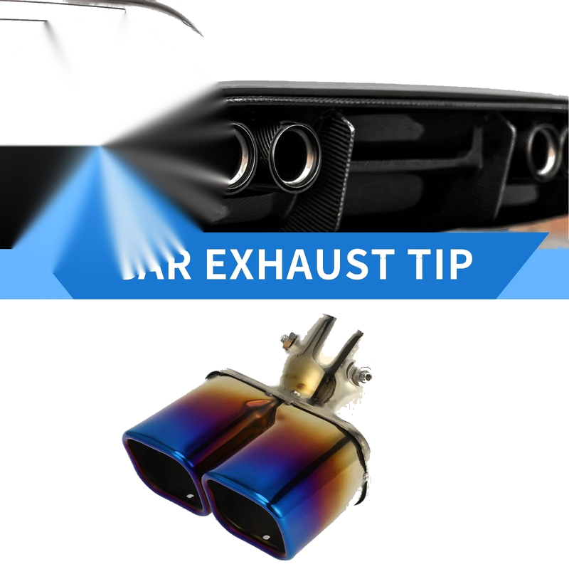 Toyota Land Cruiser Prado Burnt Blue Square Curved Slant Dual Exhaust Tip
