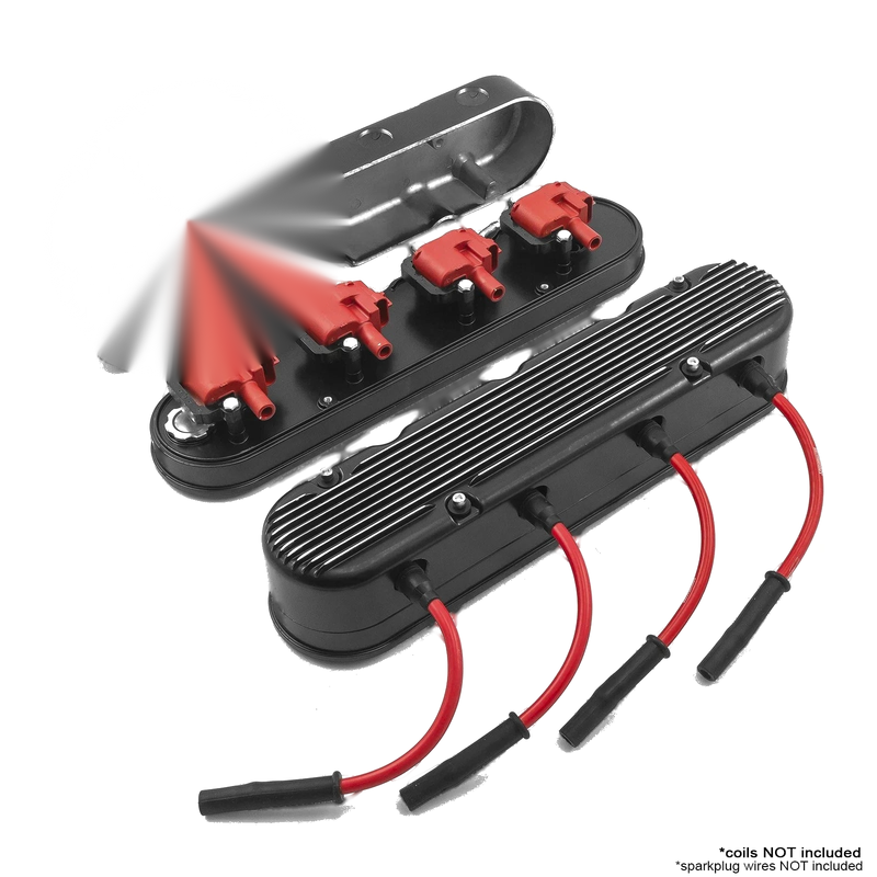 Chevy LS Black Aluminum Finned Valve Covers