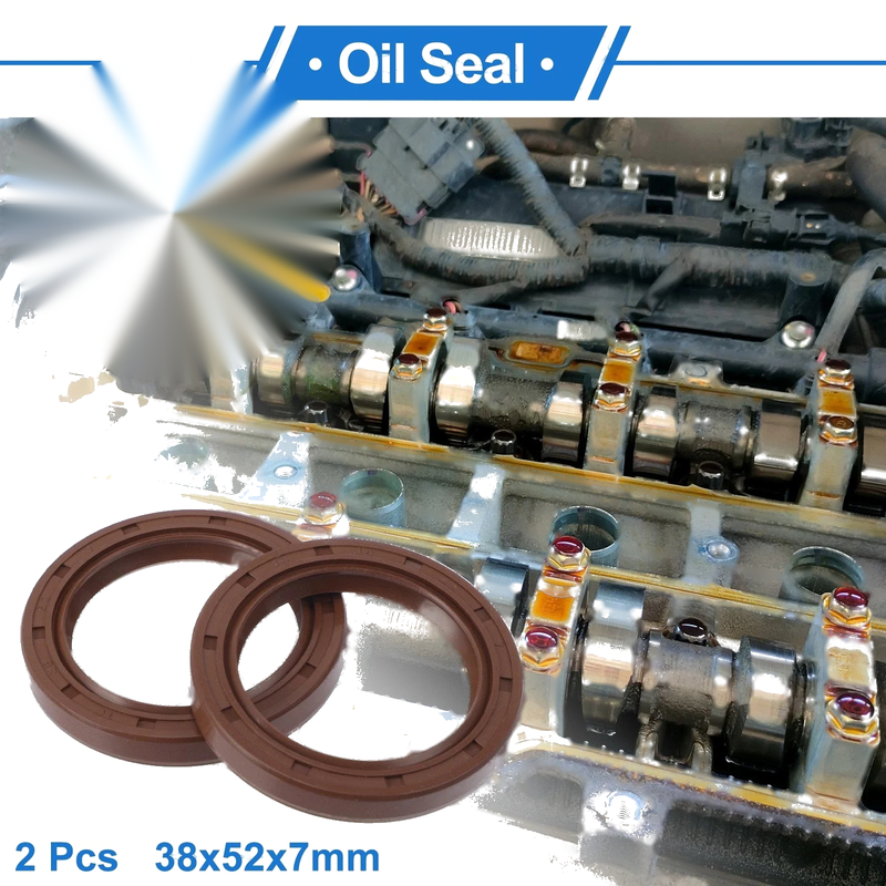 Oil Seal 38x52x7mm FKM Brown 2 Pcs