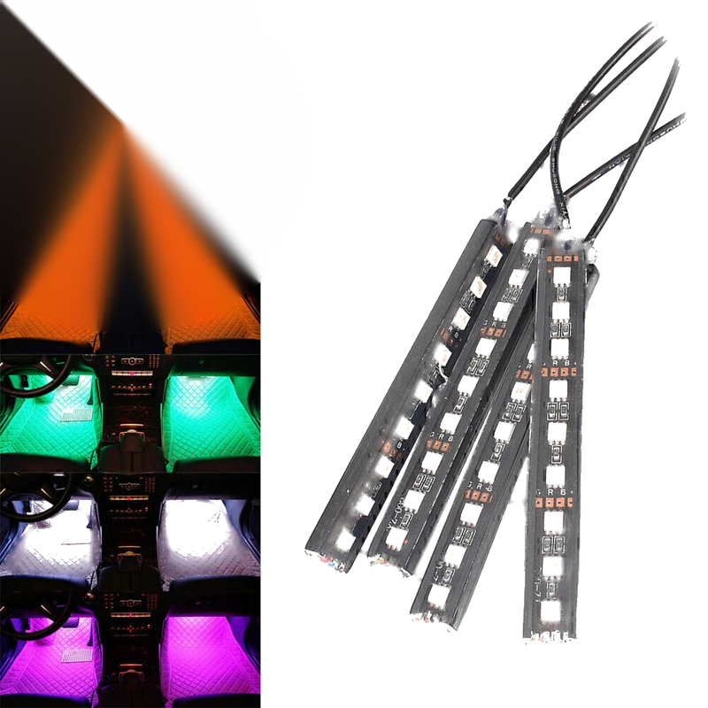 Universal Models 4 x Colorful LED Car Interior Lights Kit