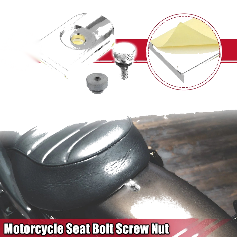 Harley Davidson Seat Bolt Screw Set with Cover Nut Silver Tone