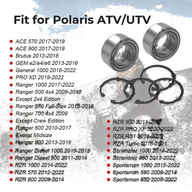 Polaris Ranger XP 1000 2 x Front Heavy Duty Wheel Bearings Kit (2017–2022)