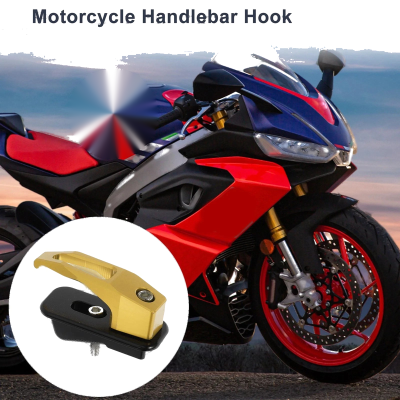 Square Aluminum Alloy Motorcycle Hanging Hook / 1 Set / Gold Tone 78mm Len
