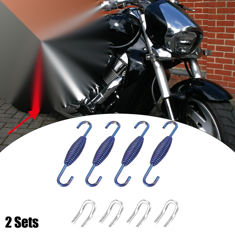 Set 33mm Exhaust Pipe Spring with U Shape Hooks Blue