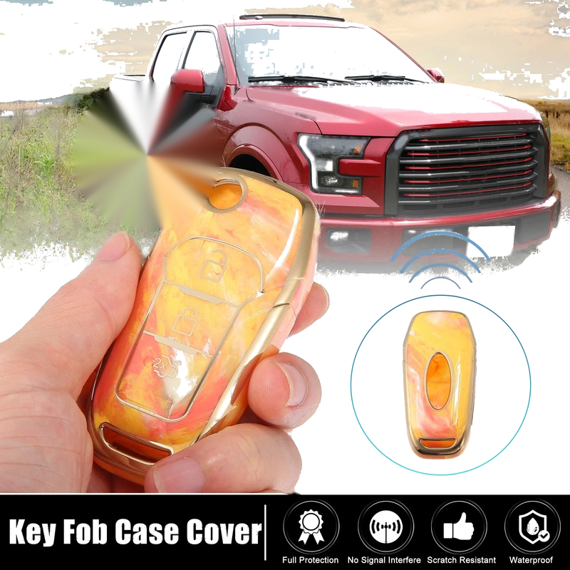 Ford F150 3 x Key Fob Remote Control Cover TPU Shell Orange (2015-2018)