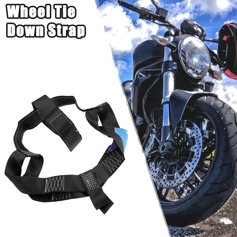 Motorcycle Universal Nylon Black Rear Wheel Transport Tie Down Strap