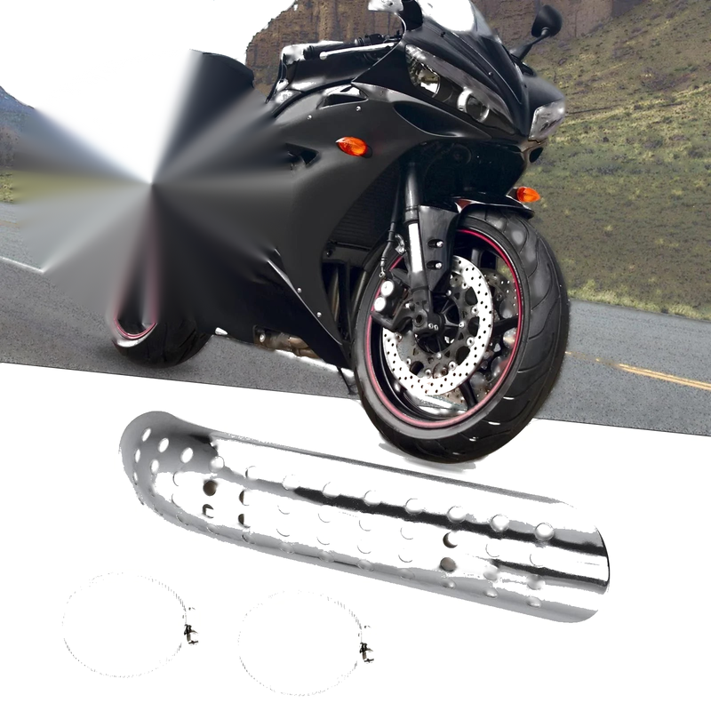 Harley Curved with Hole Silver Tone Set Exhaust Heat Pipe Shield