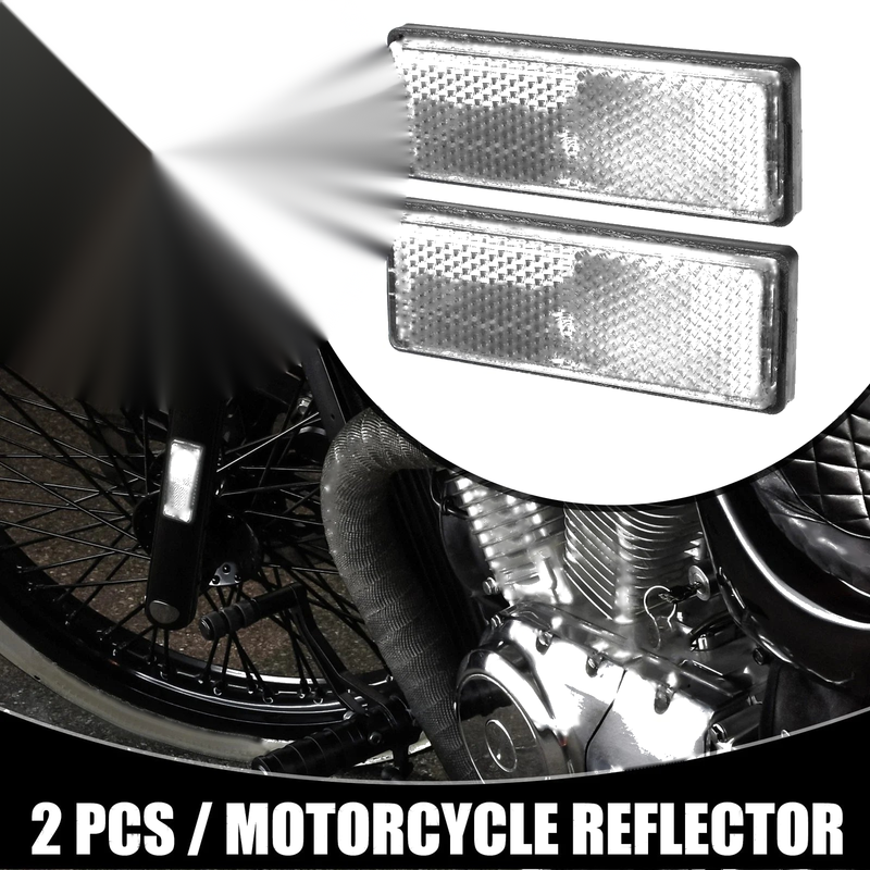Motorbike Bike White 2 x 3.46x1.26 Universal Reflector Rectangle