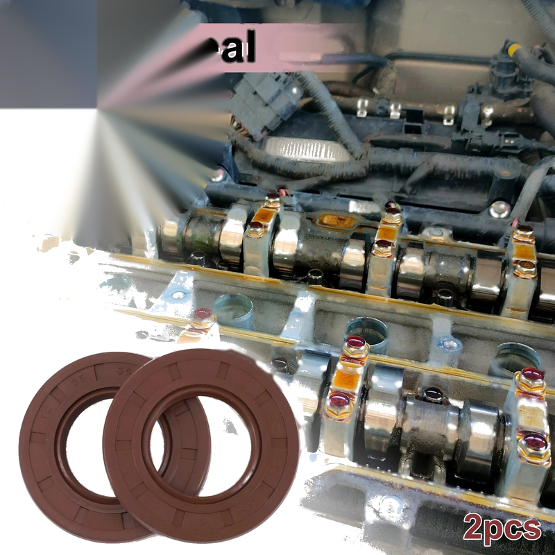 Make Model Oil Seal 35x65x8mm Rotary Shaft Seal FKM Rubber Brown 2 x