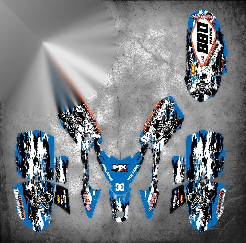 Polaris Outlaw 50 ATV Outlaw Blue Custom Graphics Stickers Decals