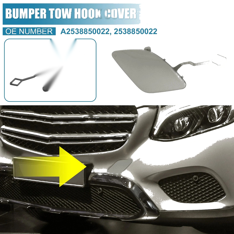 Mercedes-Benz (2019-2023) Deep Silver Tone Front Bumper Tow Hook Cover