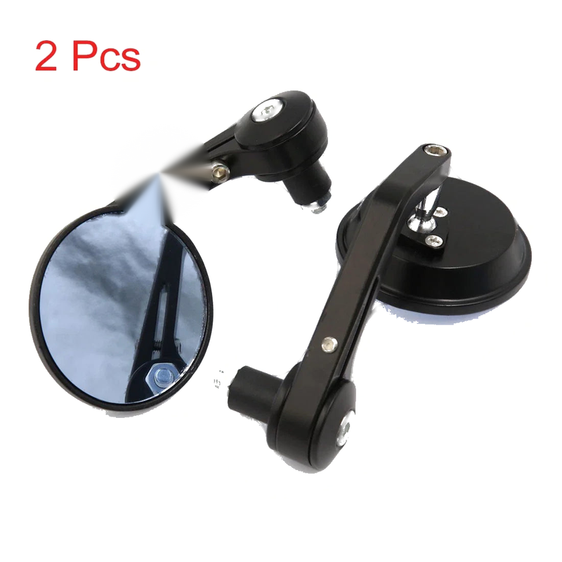 Motorcycle 2 x Adjustable Handlebar End Round Rear View Side Mirror