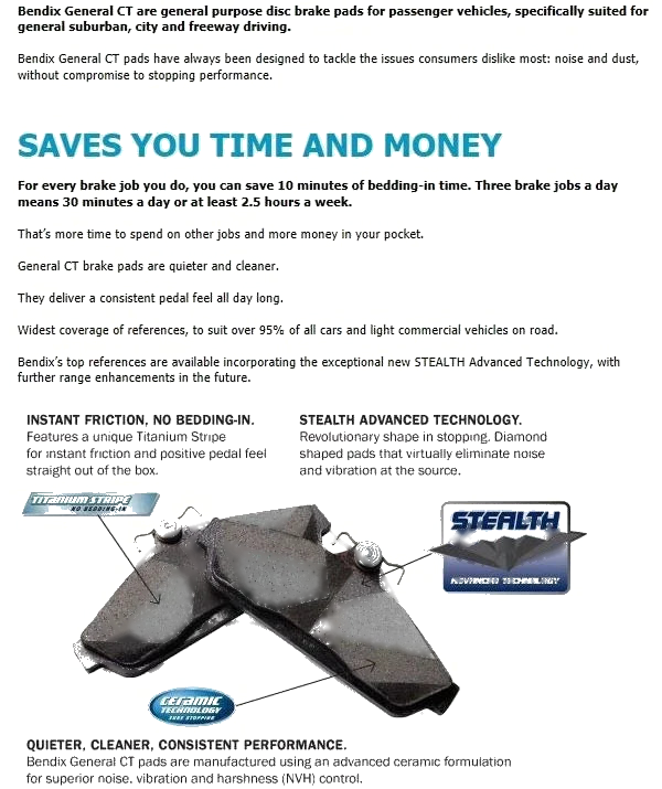 Subaru Outback Front Brake Pad Set GCT BH BR (2000 - 2013)