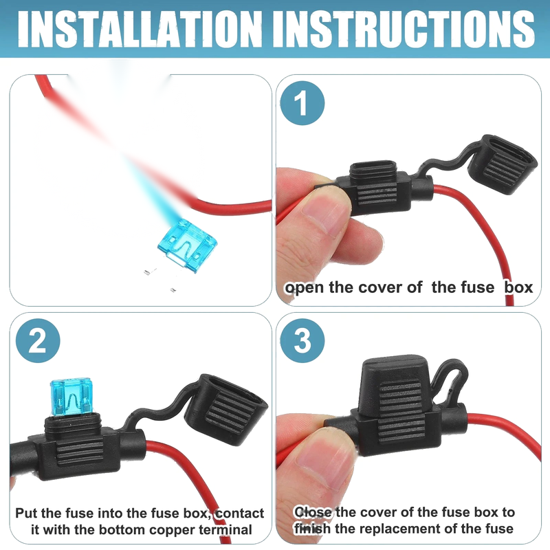3 x DC 12V Car ATC Blade Style Mini Fuse Holder with 15A Fuse