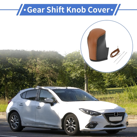 Mazda 3 (2014-2018) Brown Faux Leather Car Gear Shift Knob Cover 1 Pc