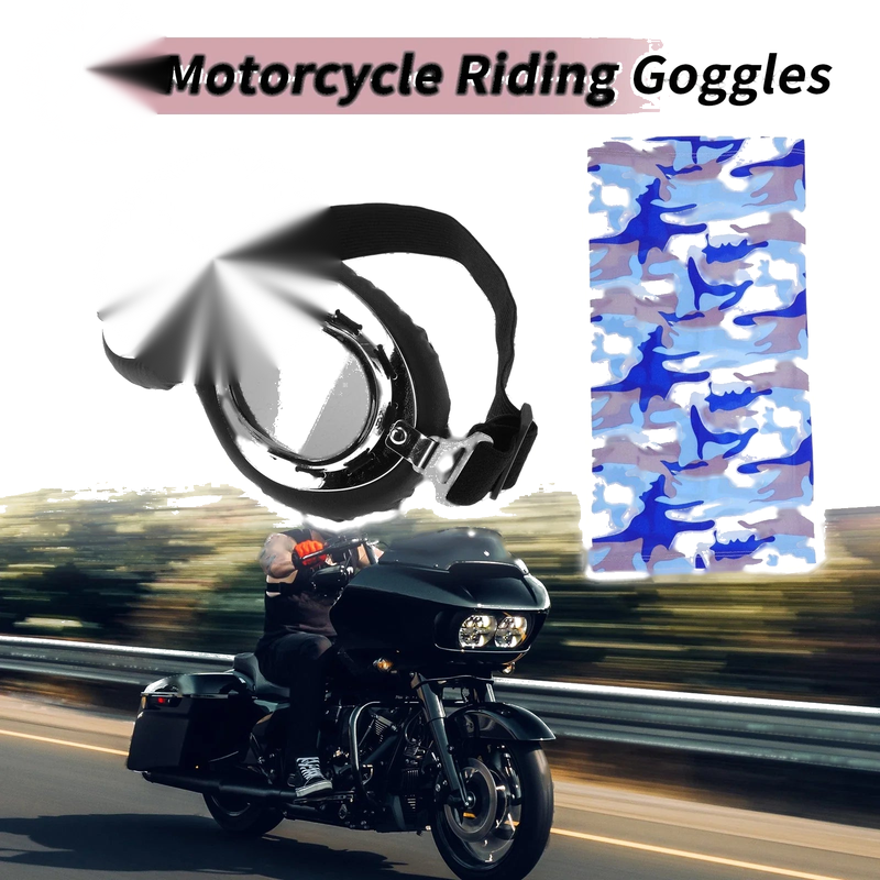 Motorcycle Set 1 Motorcycle Goggles Grey Lens Black Frame Sunglasses