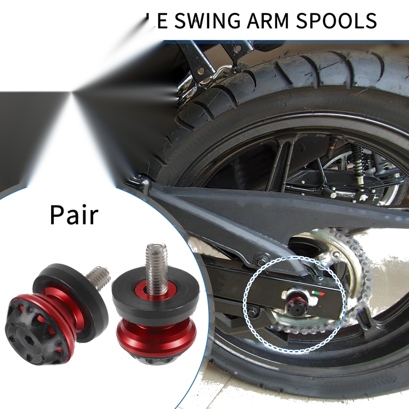 Motorbike Pair Swingarm Spool 10mm CNC Swing Arm Sliders Stand Red